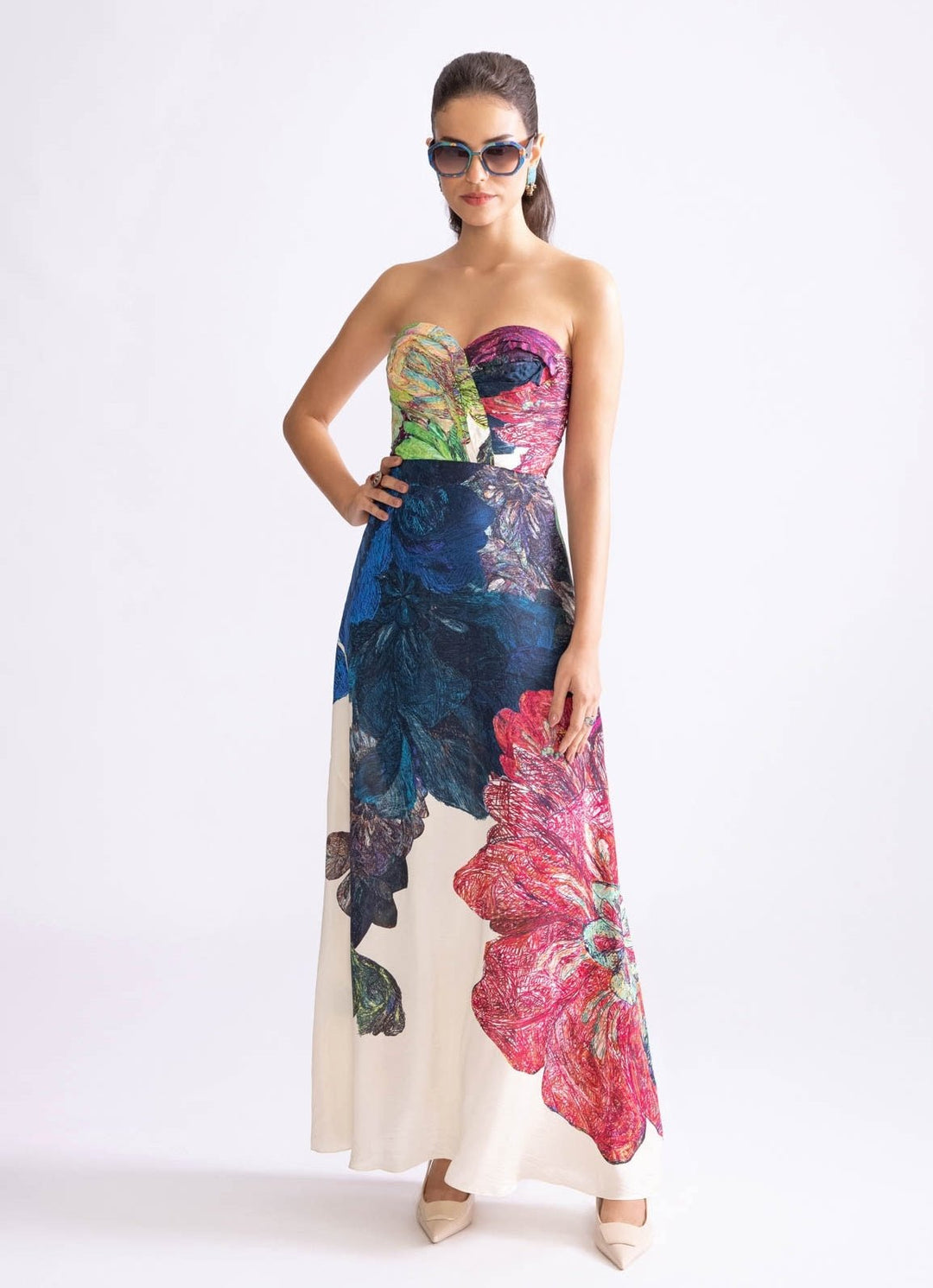 Multi Colour Daisy Print Dress Saaksha & Kinni - Fabilicious Fashion