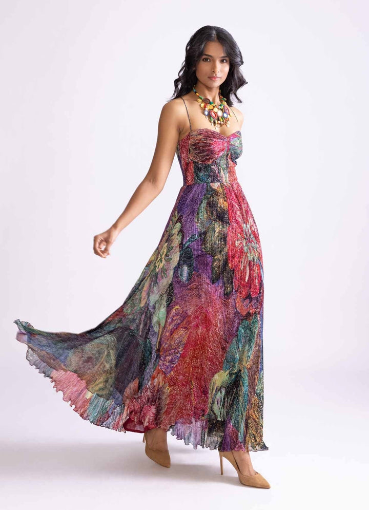 Multi Colour Daisy Print Dress Saaksha & Kinni - Fabilicious Fashion