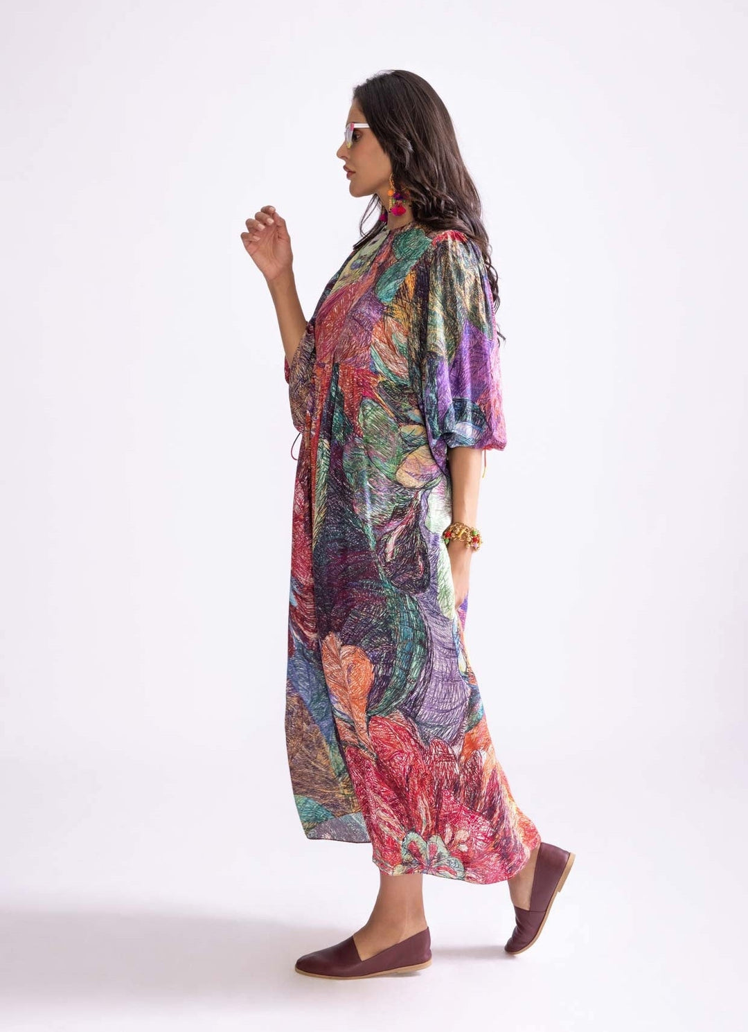 Multi Colour Daisy Print Dress Saaksha & Kinni - Fabilicious Fashion