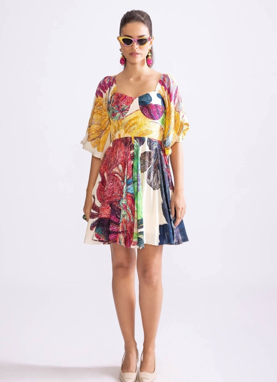 Multi Colour Daisy Print Dress Saaksha & Kinni - Fabilicious Fashion