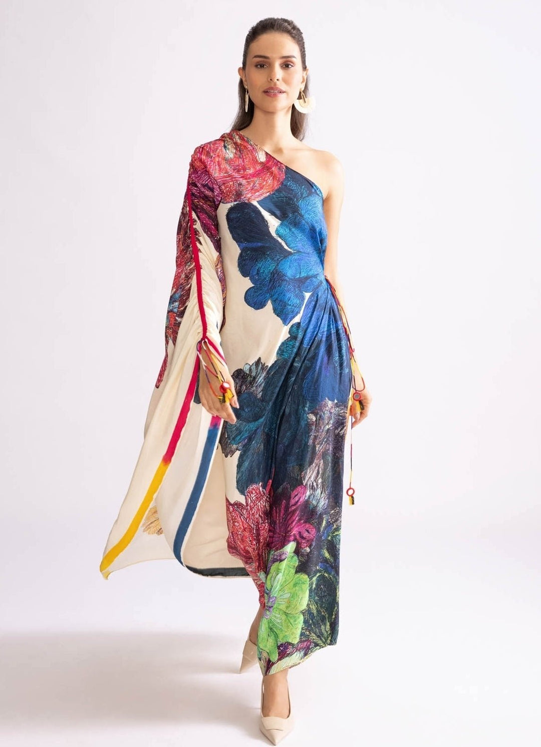 Multi Colour Daisy Print Kaftan Saaksha & Kinni - Fabilicious Fashion