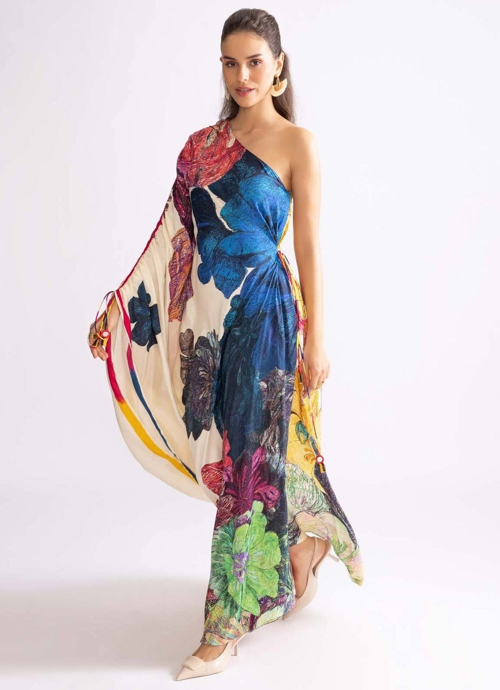 Multi Colour Daisy Print Kaftan Saaksha & Kinni - Fabilicious Fashion