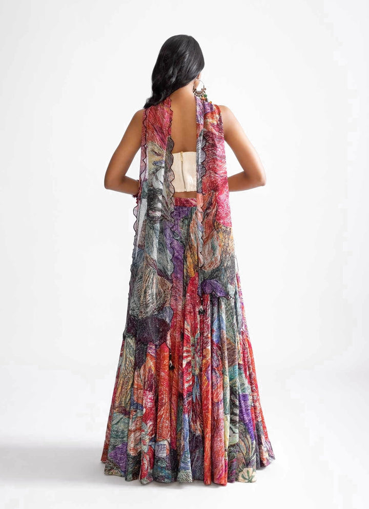 Multi Colour Daisy Print Lehenga Set Saaksha & Kinni - Fabilicious Fashion