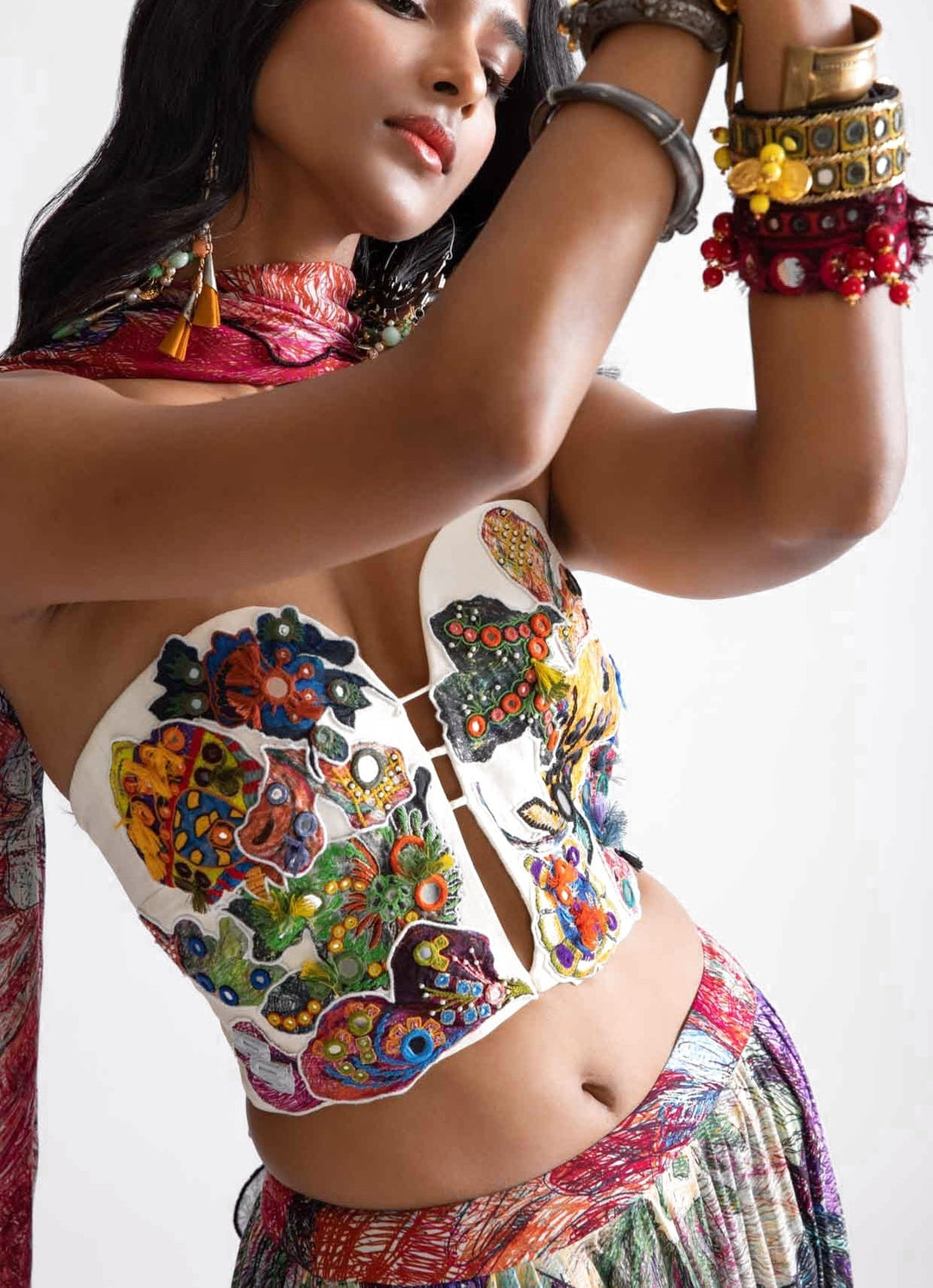 Multi Colour Daisy Print Lehenga Set Saaksha & Kinni - Fabilicious Fashion
