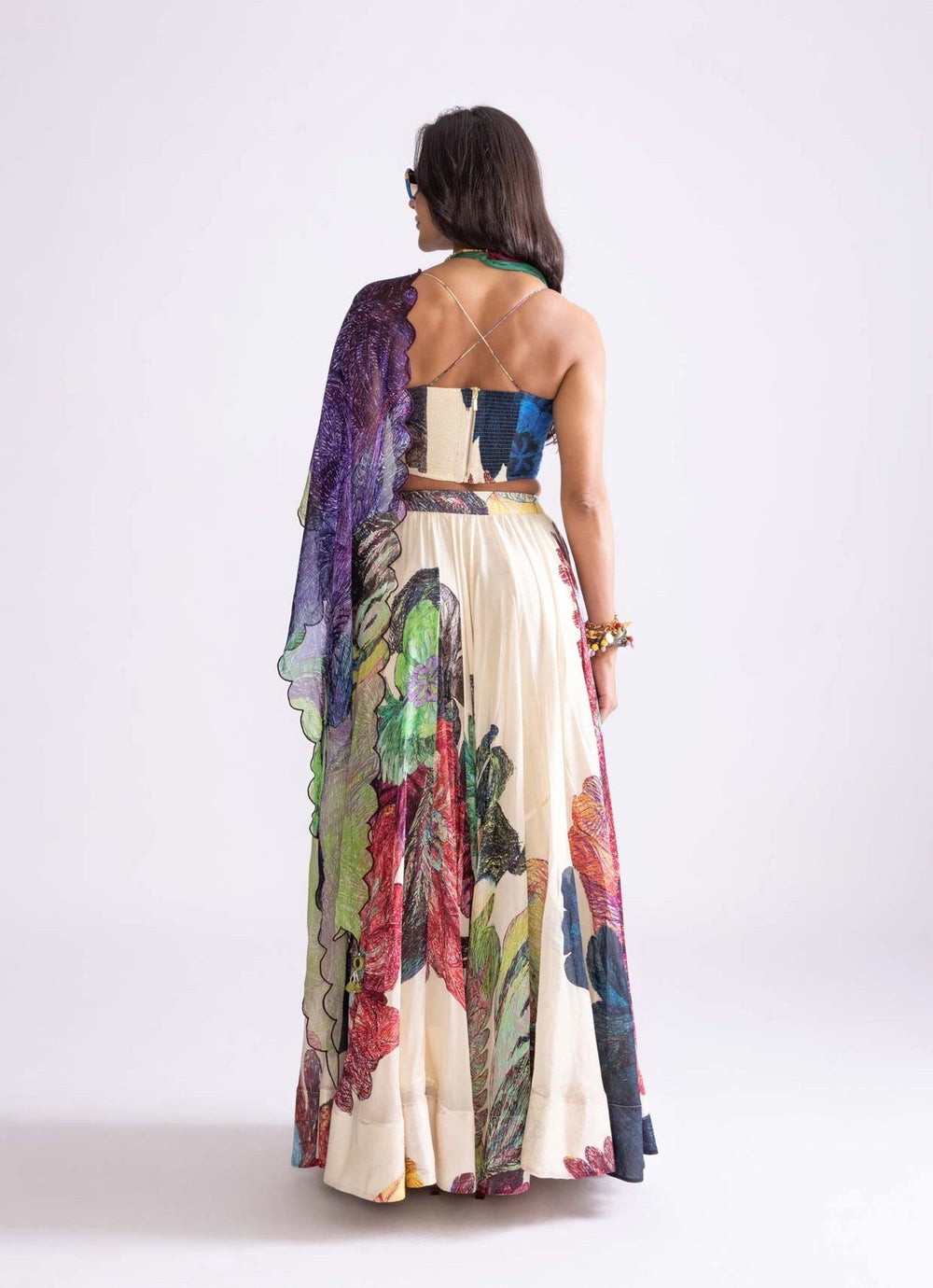 Multi Colour Daisy Print Lehenga Set Saaksha & Kinni - Fabilicious Fashion