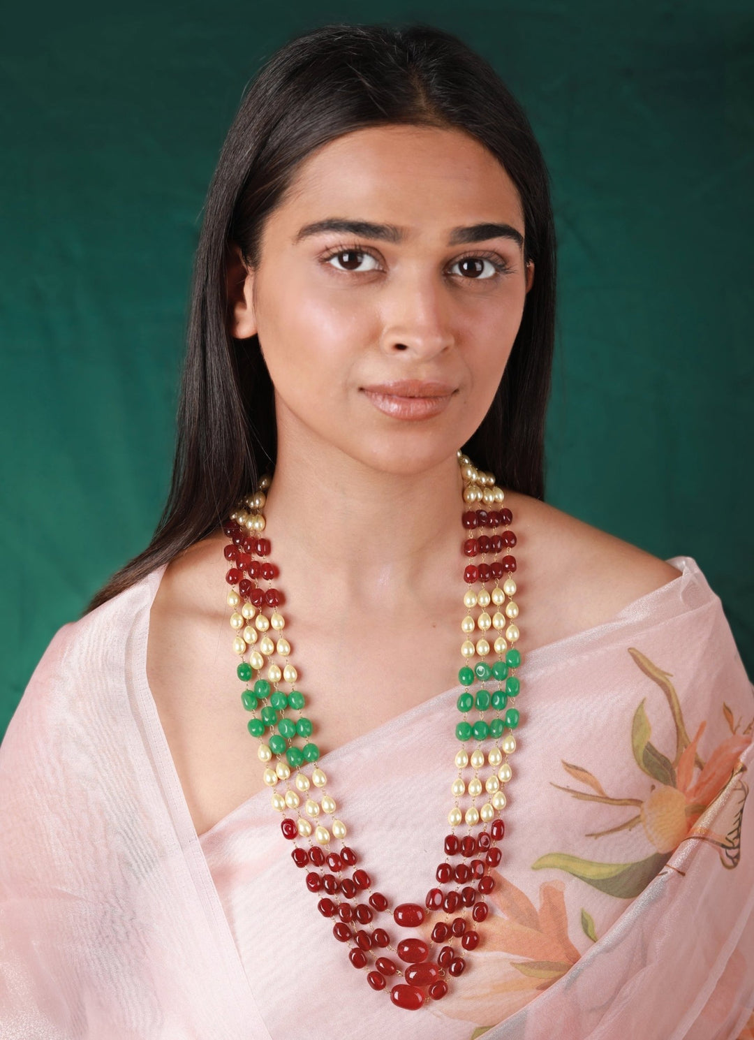 Multi Colour Jade Stone Necklace Riana by Shikha Jindal - Fabilicious Fashion