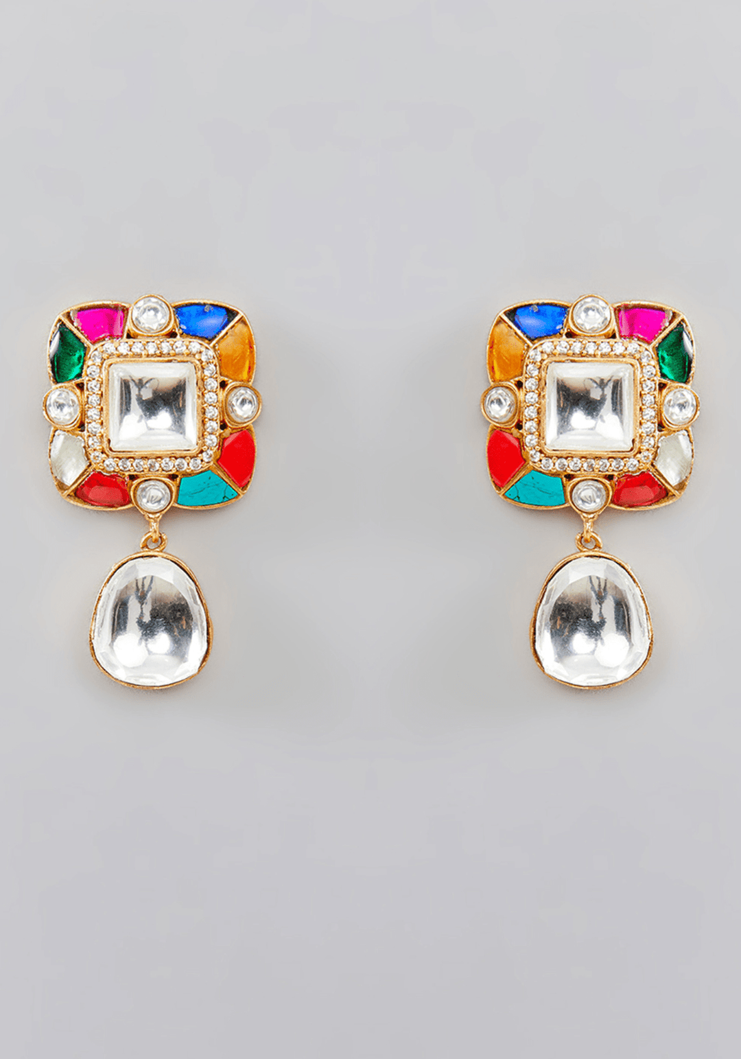 Multi Colour Kundan Necklace Set Zevar by Geeta - Fabilicious Fashion