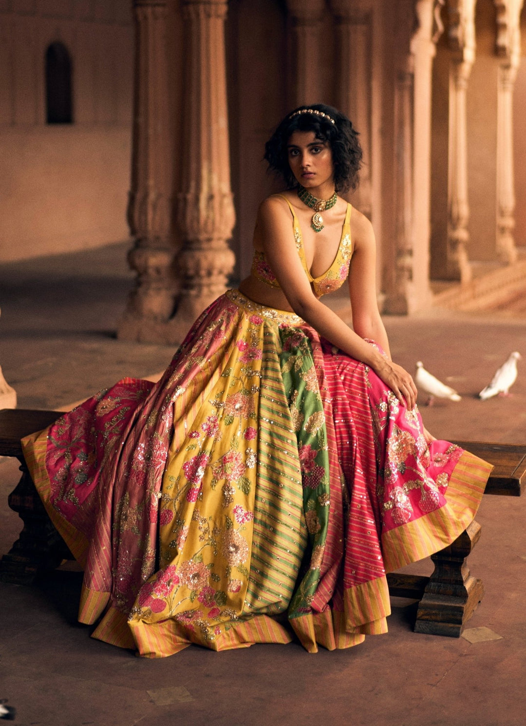 Multi Colour Leheriya Printed Lehenga Set Paulmi and Harsh - Fabilicious Fashion