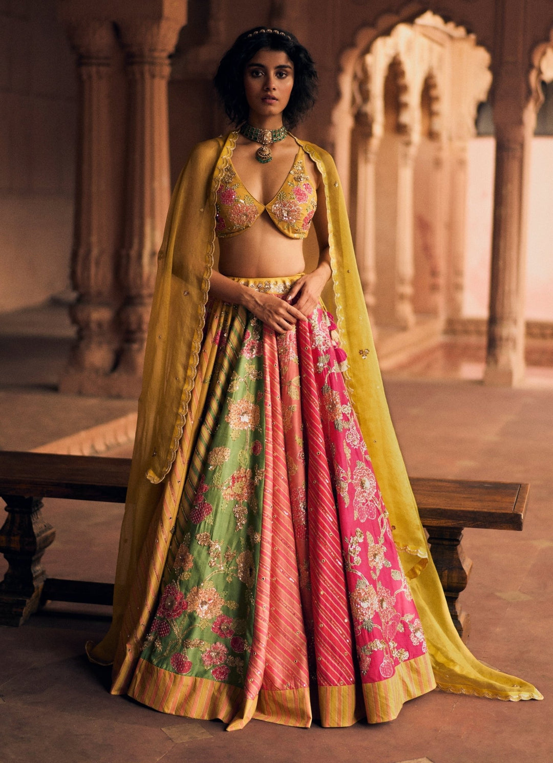 Multi Colour Leheriya Printed Lehenga Set Paulmi and Harsh - Fabilicious Fashion