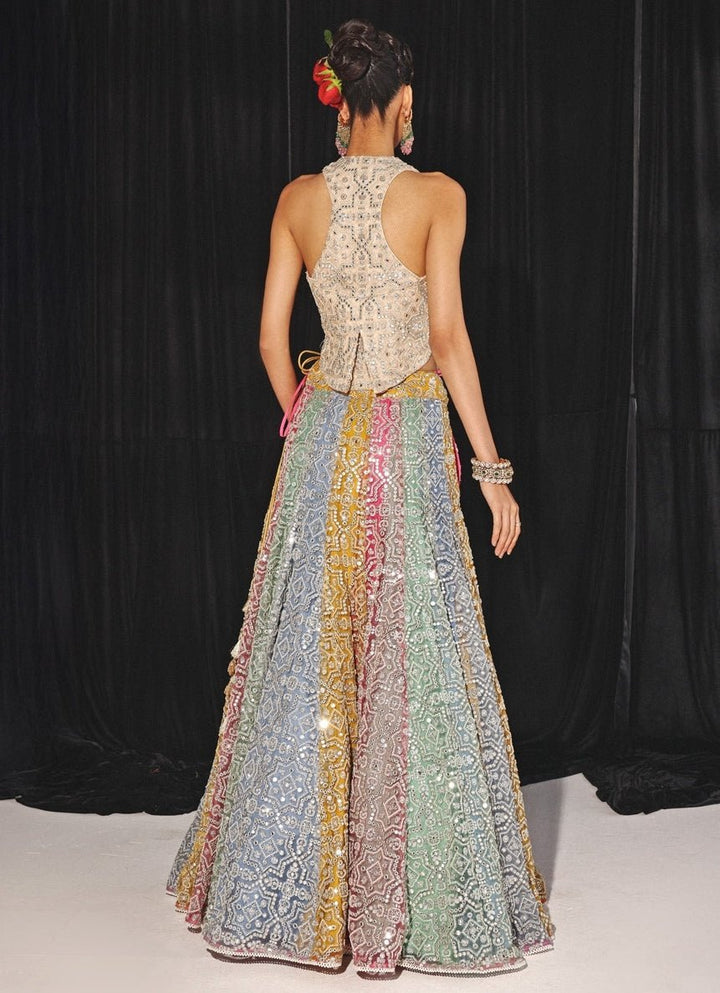 Multi Colour Mirrorwork And Beadwork Lehenga Set Twenty Nine - Fabilicious Fashion