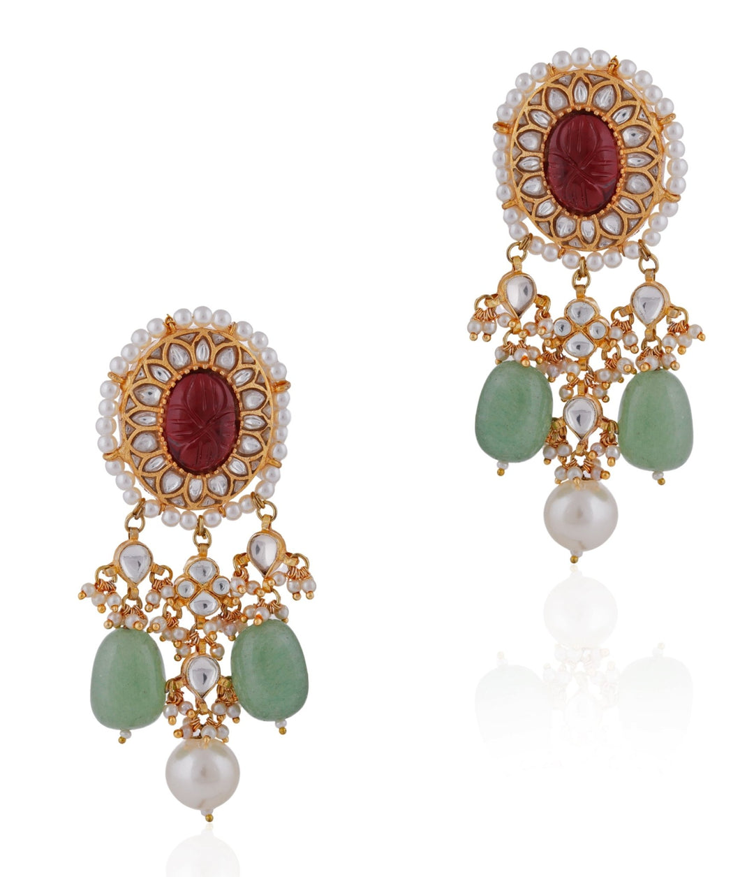 Multi Colour Oval Shaped Earrings Riana by Shikha Jindal - Fabilicious Fashion
