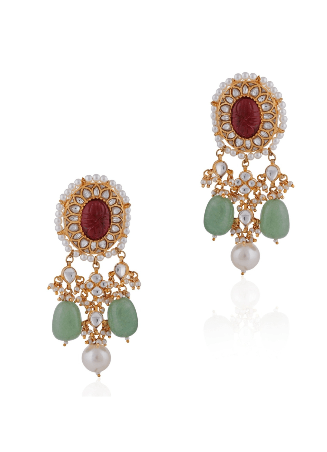 Multi Colour Oval Shaped Earrings Riana by Shikha Jindal - Fabilicious Fashion