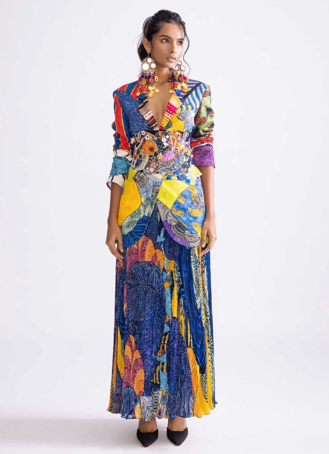 Multi Colour Tribal Print Skirt Set Saaksha & Kinni - Fabilicious Fashion