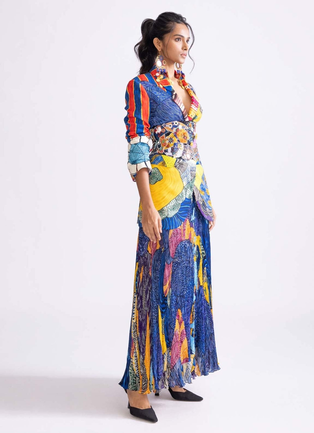 Multi Colour Tribal Print Skirt Set Saaksha & Kinni - Fabilicious Fashion