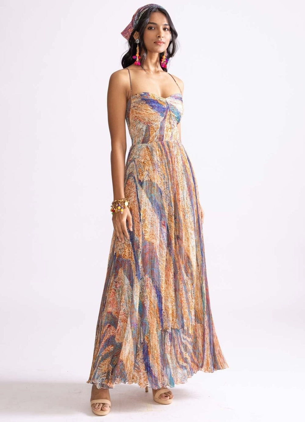 Multi Colour Wave Print Dress Saaksha & Kinni - Fabilicious Fashion