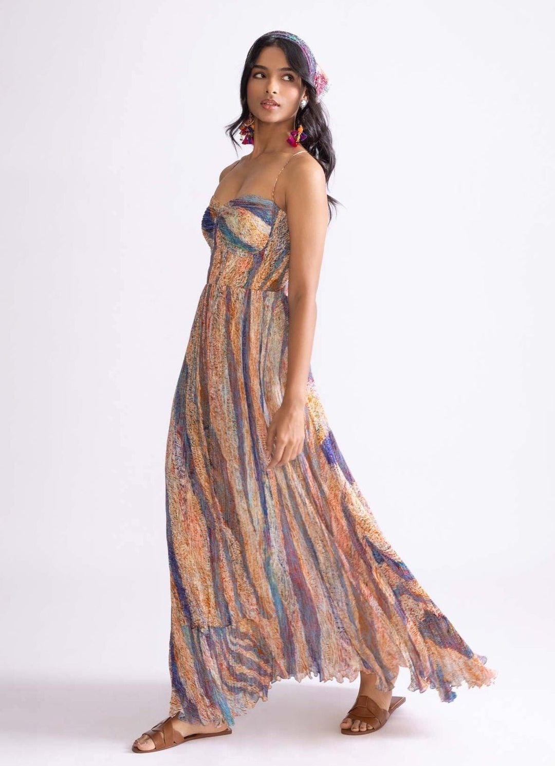 Multi Colour Wave Print Dress Saaksha & Kinni - Fabilicious Fashion