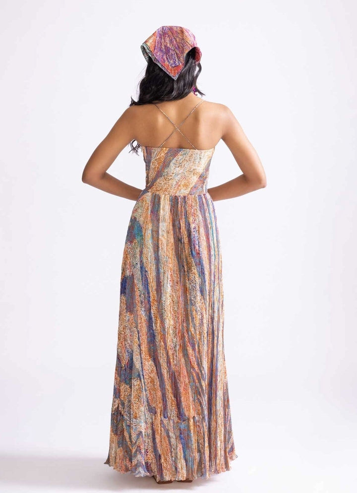 Multi Colour Wave Print Dress Saaksha & Kinni - Fabilicious Fashion
