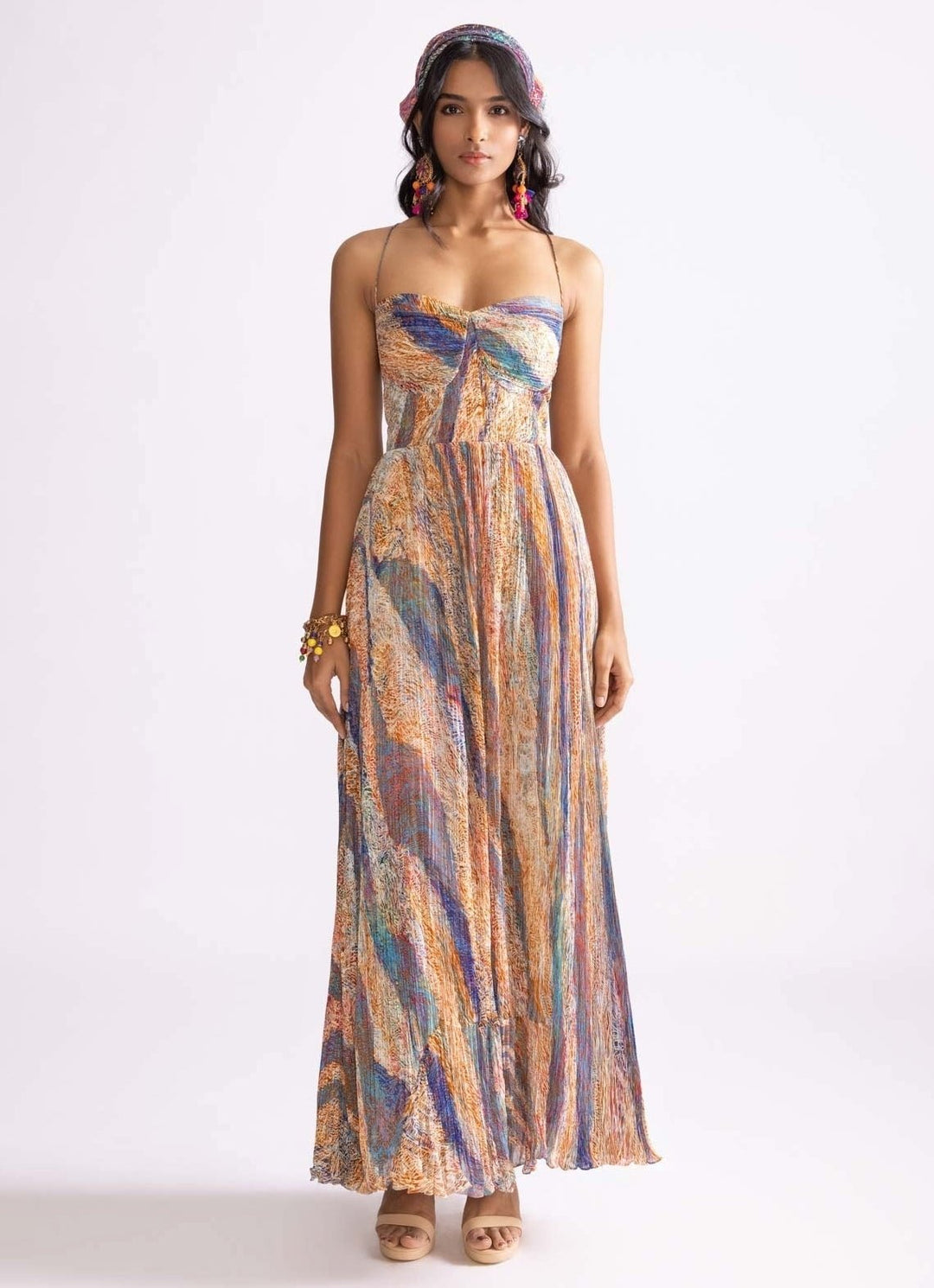 Multi Colour Wave Print Dress Saaksha & Kinni - Fabilicious Fashion