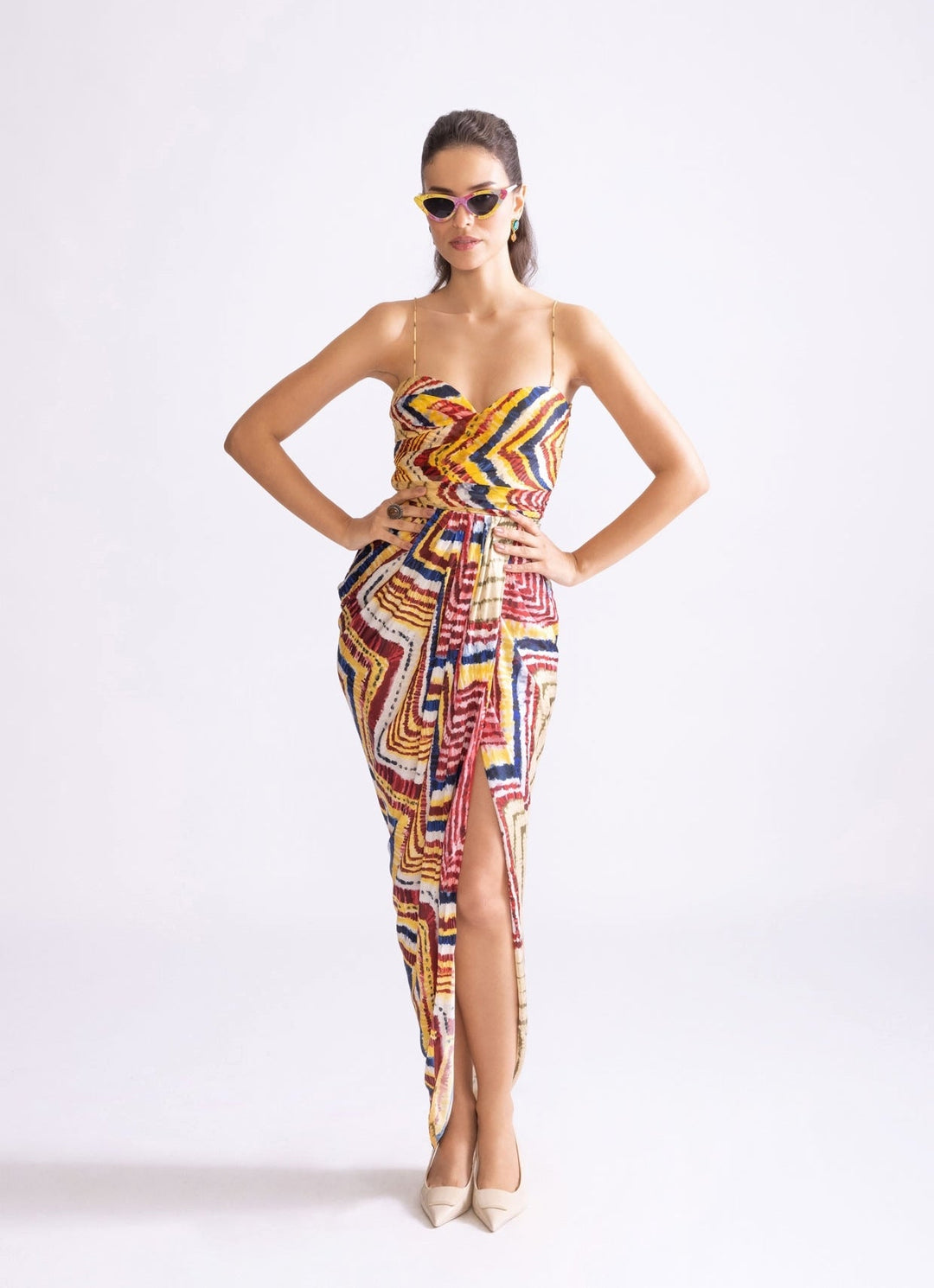 Multi Colour Zigzag Print Dress Saaksha & Kinni - Fabilicious Fashion