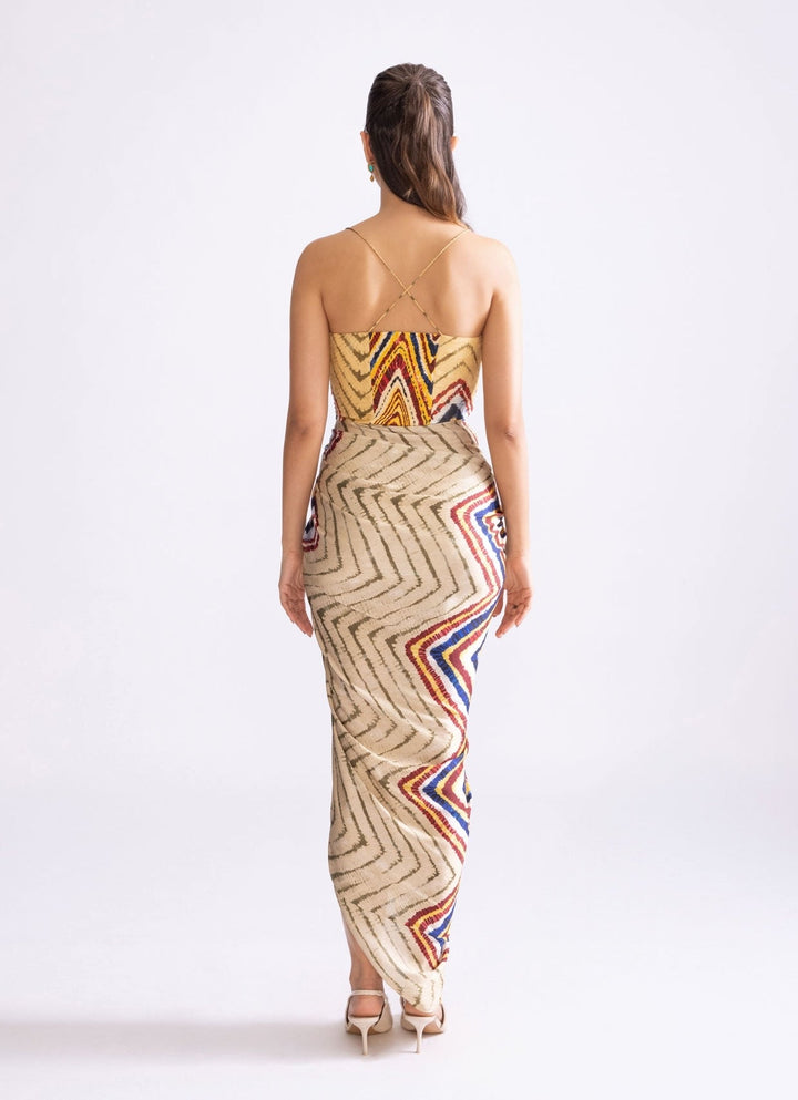 Multi Colour Zigzag Print Dress Saaksha & Kinni - Fabilicious Fashion