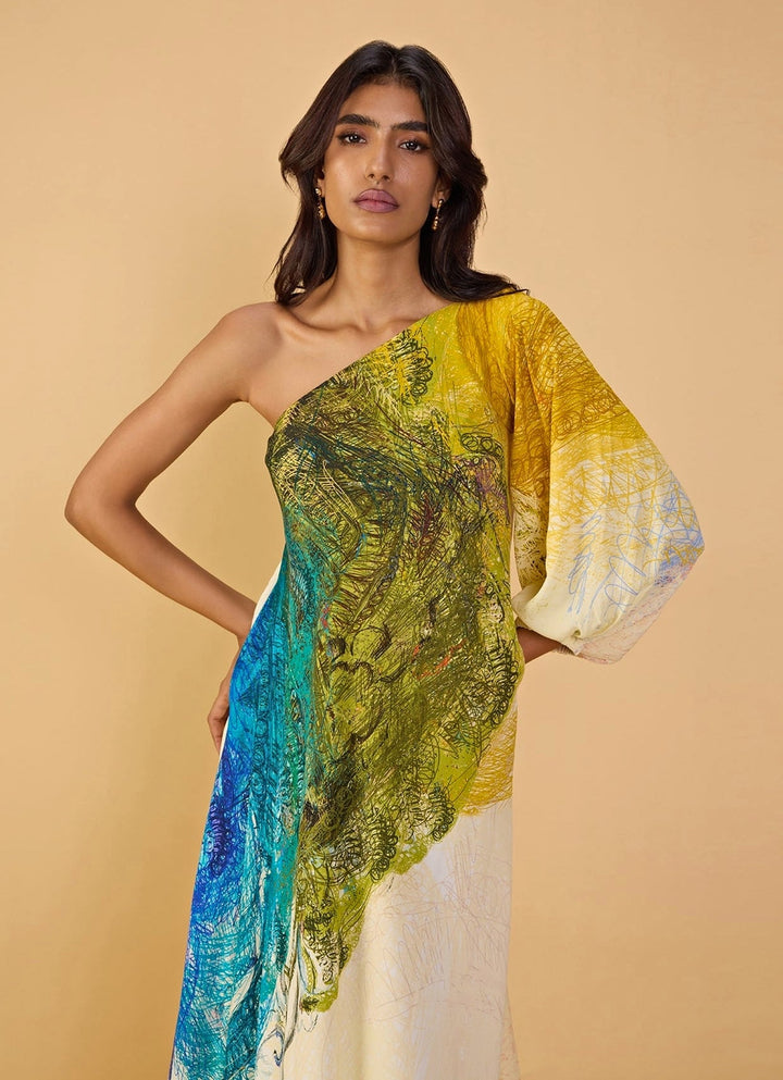Saaksha &amp; Kinni Multi Crepe Printed Maxi DressFabilicious Fashion
