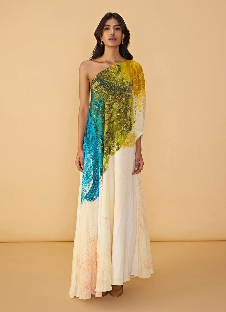 Saaksha &amp; Kinni Multi Crepe Printed Maxi DressFabilicious Fashion