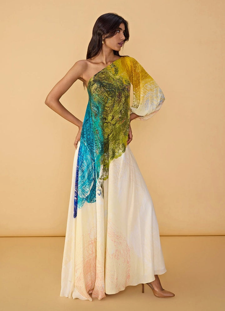 Saaksha &amp; Kinni Multi Crepe Printed Maxi DressFabilicious Fashion