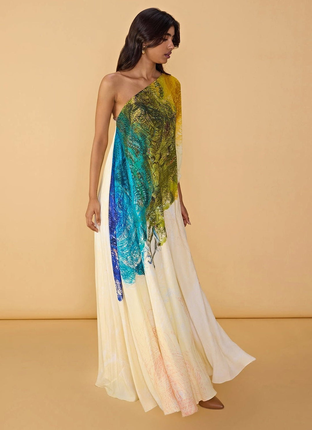 Saaksha &amp; Kinni Multi Crepe Printed Maxi DressFabilicious Fashion