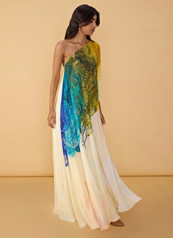 Saaksha &amp; Kinni Multi Crepe Printed Maxi DressFabilicious Fashion