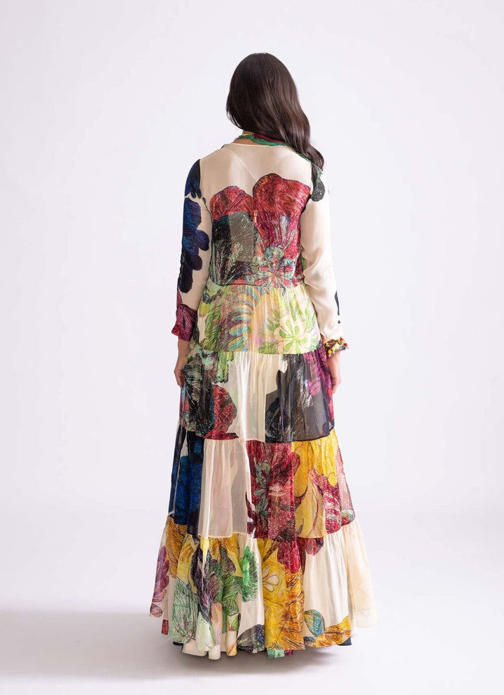 Multi Daisy Print Cape Set Saaksha & Kinni - Fabilicious Fashion