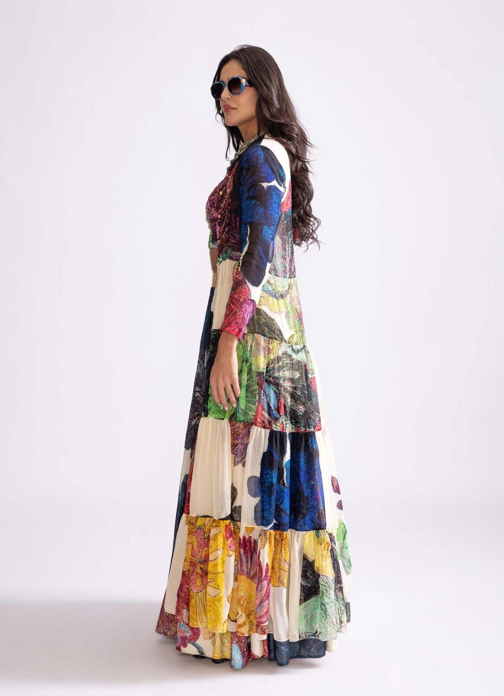 Multi Daisy Print Cape Set Saaksha & Kinni - Fabilicious Fashion