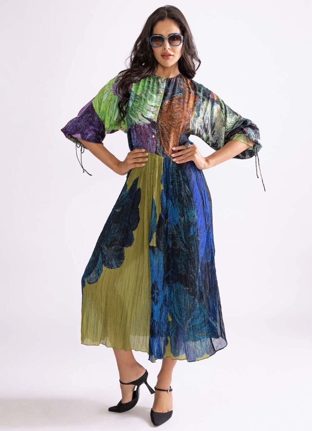 Multi Daisy Print Dress Saaksha & Kinni - Fabilicious Fashion