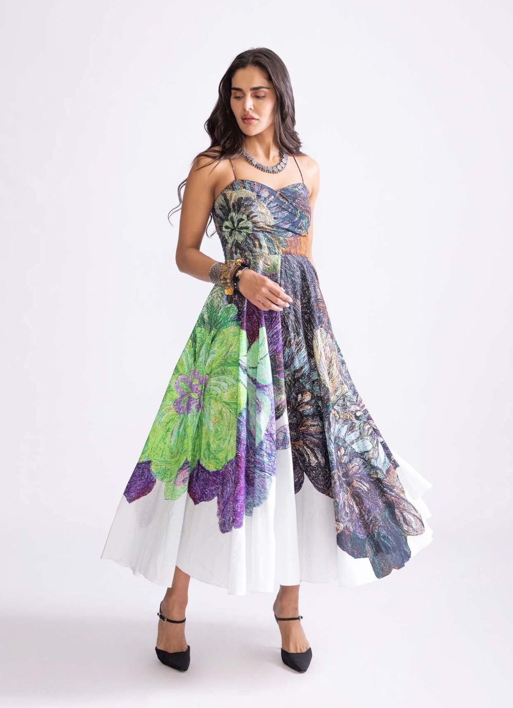 Multi Daisy Print Dress Saaksha & Kinni - Fabilicious Fashion