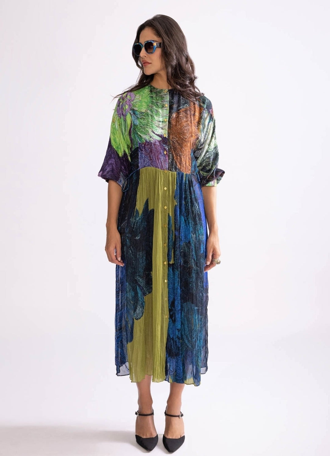 Multi Daisy Print Dress Saaksha & Kinni - Fabilicious Fashion