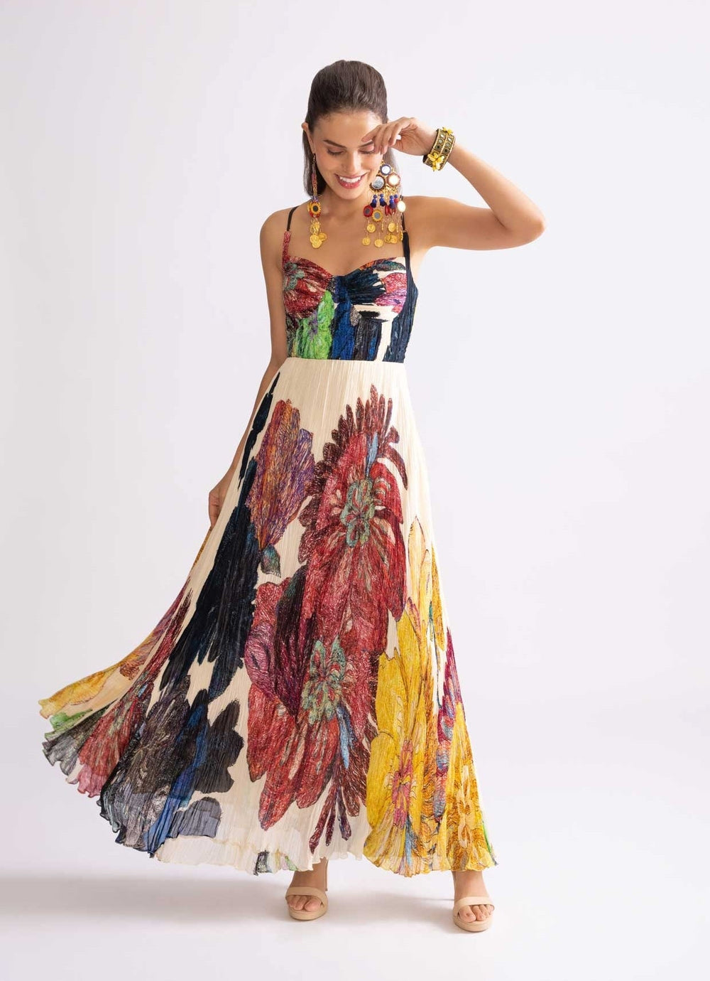 Multi Daisy Print Dress Saaksha & Kinni - Fabilicious Fashion