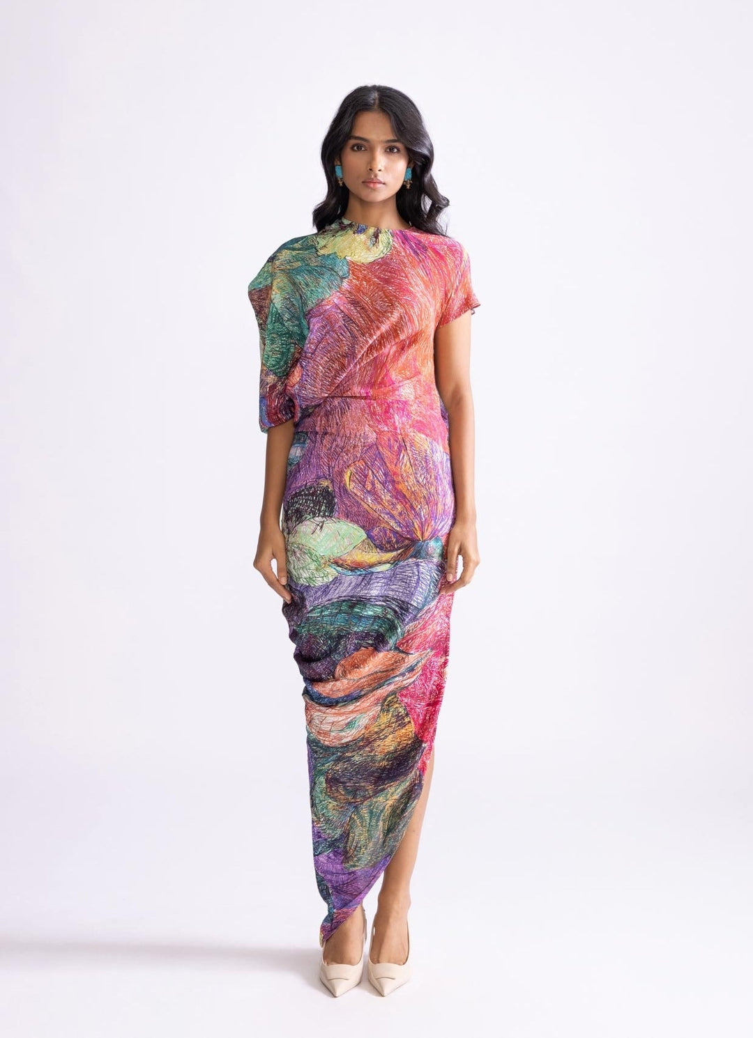 Multi Daisy Print Kaftan Dress Saaksha & Kinni - Fabilicious Fashion