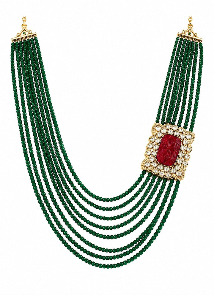 Vivinia By Vidhi Mehra Multi Layer Green Beaded Kundan Groom MalaFabilicious Fashion