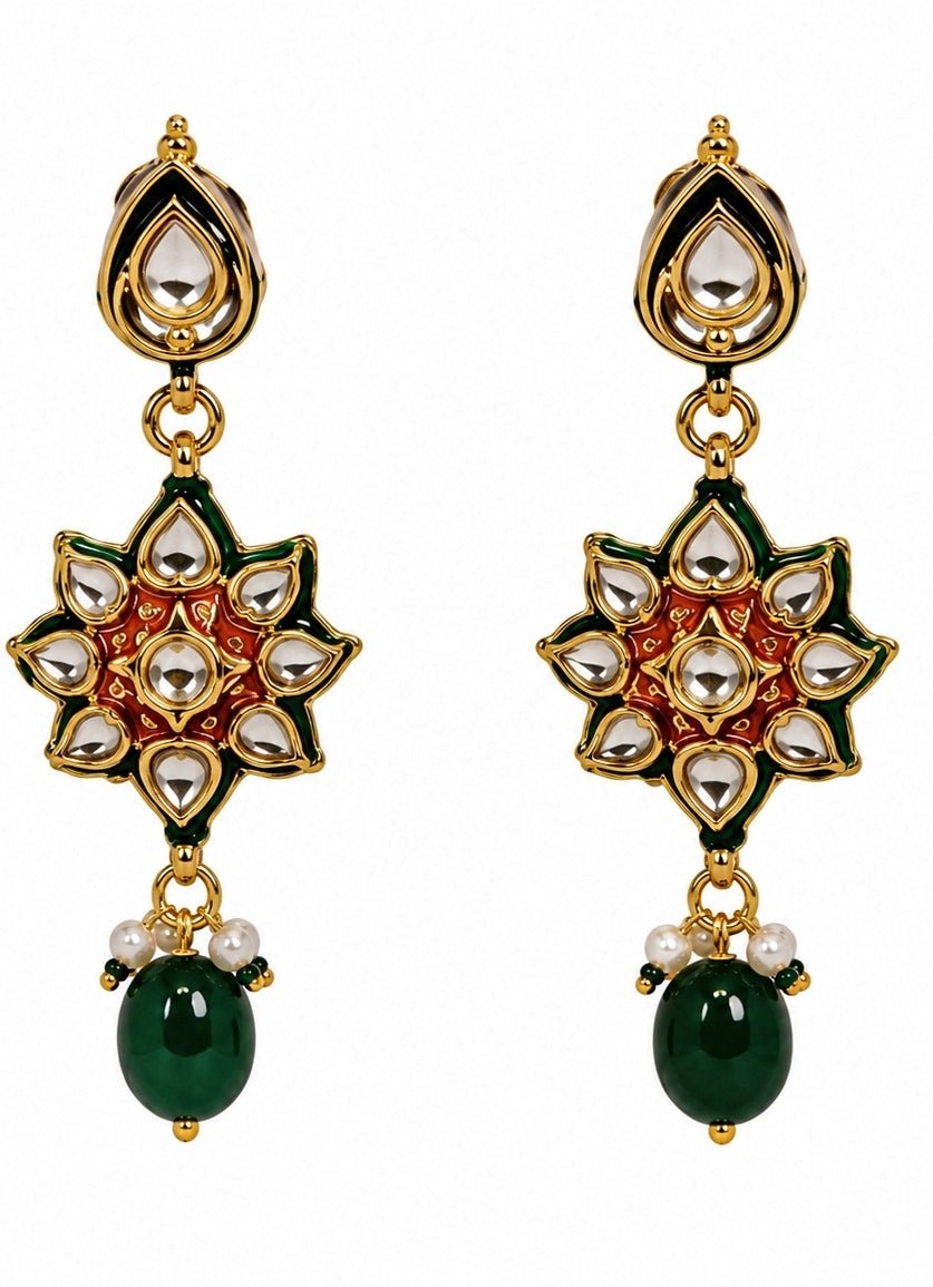Vivinia by Vidhi Mehra Multi Layer Kundan &amp; Emerald Beaded Necklace SetFabilicious Fashion
