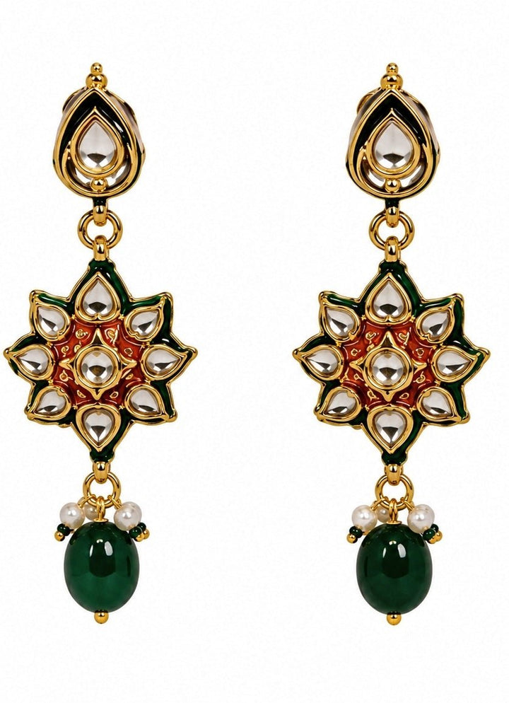 Vivinia by Vidhi Mehra Multi Layer Kundan &amp; Emerald Beaded Necklace SetFabilicious Fashion