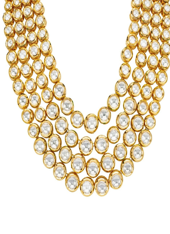 Multi Layered Gold Plated Kundan Necklace Set Vivinia by Vidhi Mehra - Fabilicious Fashion