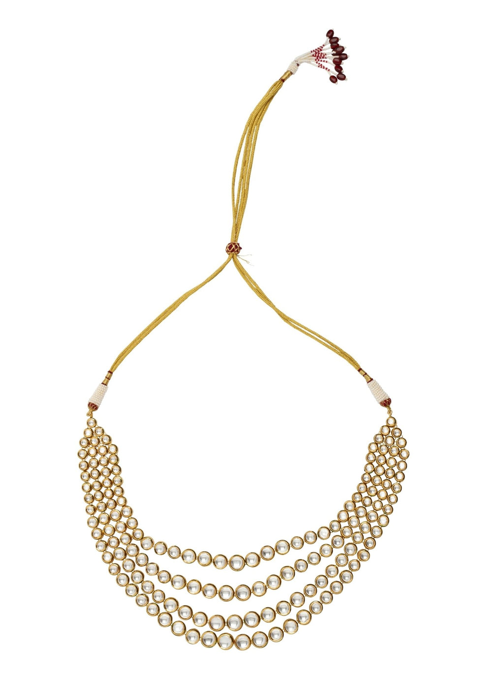 Multi Layered Gold Plated Kundan Necklace Set Vivinia by Vidhi Mehra - Fabilicious Fashion