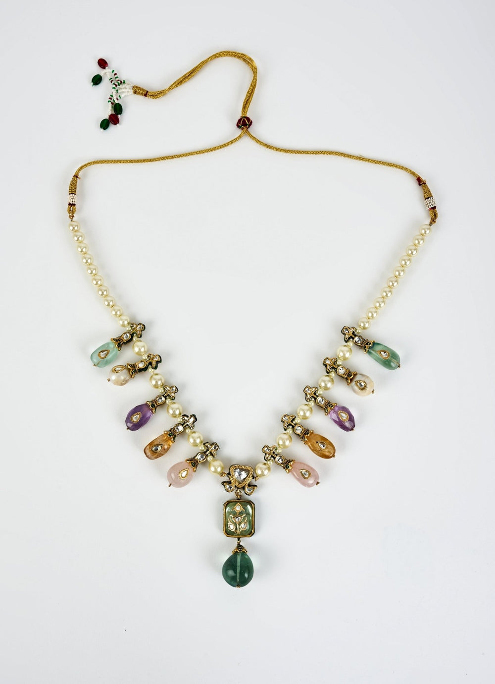 Multi Pastel Beaded Pearl Short Necklace Vivinia by Vidhi Mehra - Fabilicious Fashion