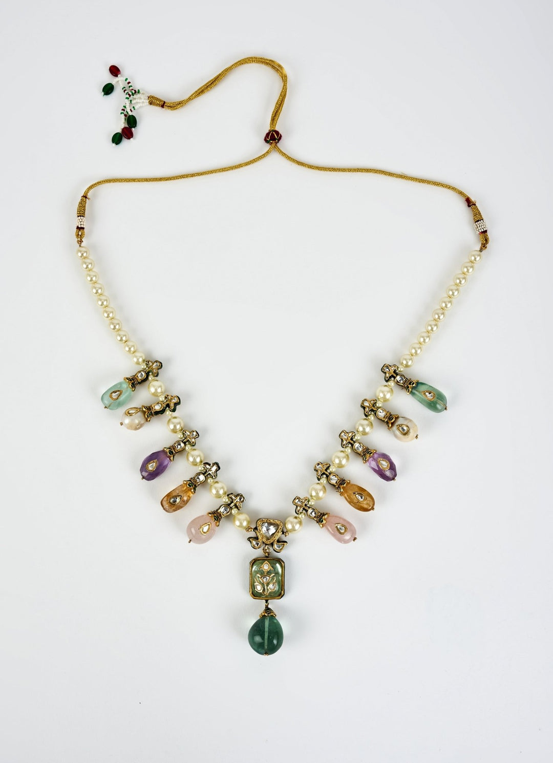 Multi Pastel Beaded Pearl Short Necklace Vivinia by Vidhi Mehra - Fabilicious Fashion