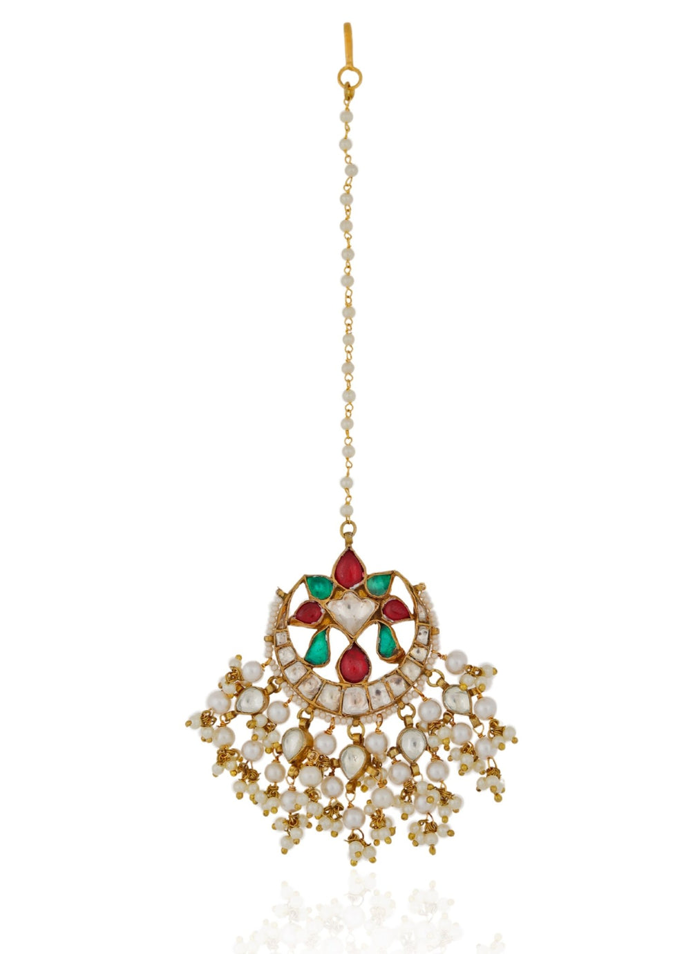 Multi Stone Chand Shape Maang Tikka Riana by Shikha Jindal - Fabilicious Fashion