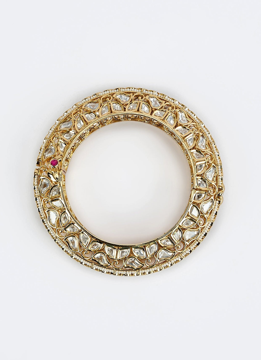 Multi Stone Kundan And Polki Gold Plated Kada Vivinia by Vidhi Mehra - Fabilicious Fashion