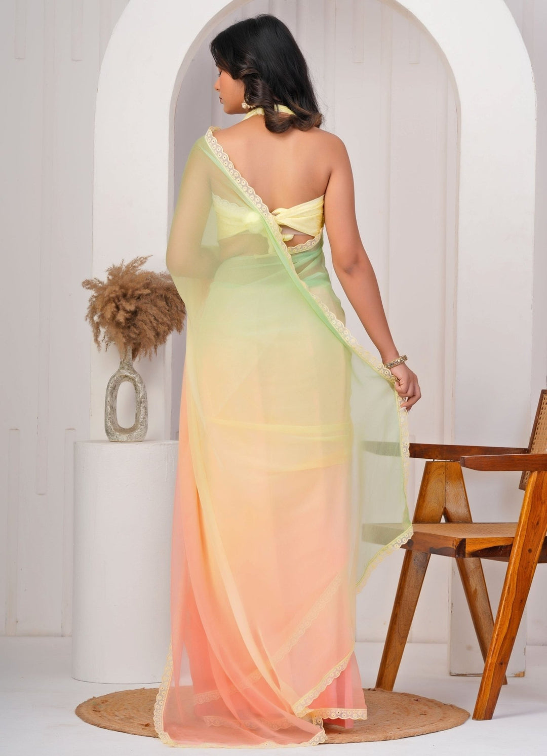 Geroo Jaipur Multicolor Chiffon Shaded SareeFabilicious Fashion