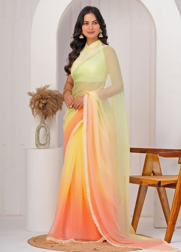 Geroo Jaipur Multicolor Chiffon Shaded SareeFabilicious Fashion