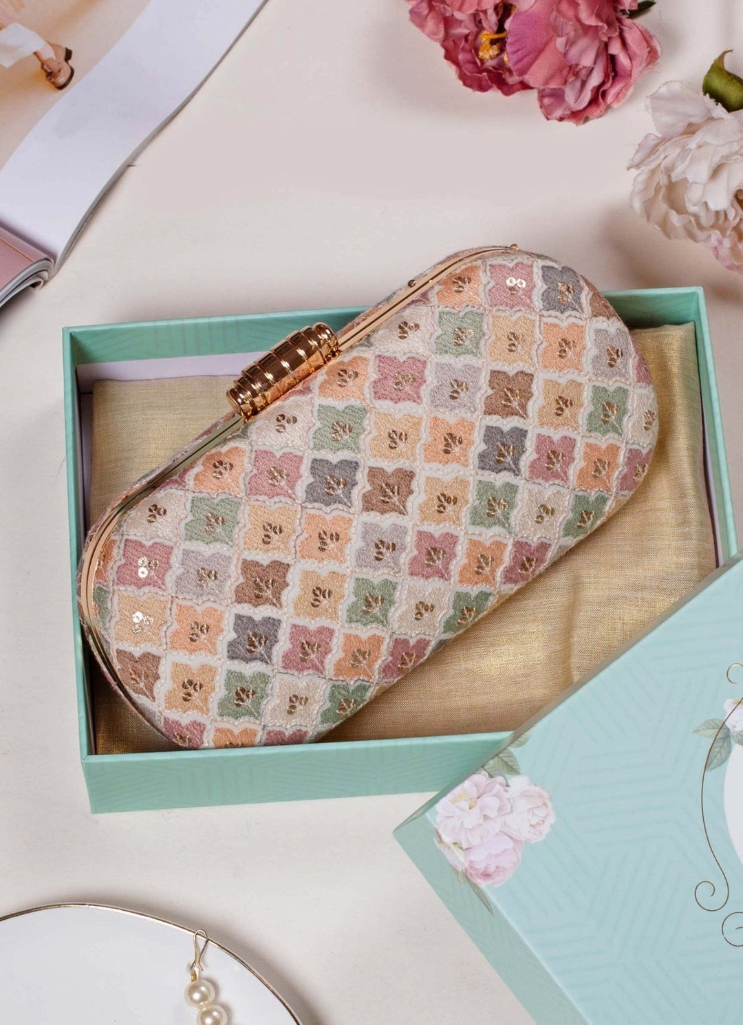 Multicolor Embroidered Clutch AMYRA - Fabilicious Fashion