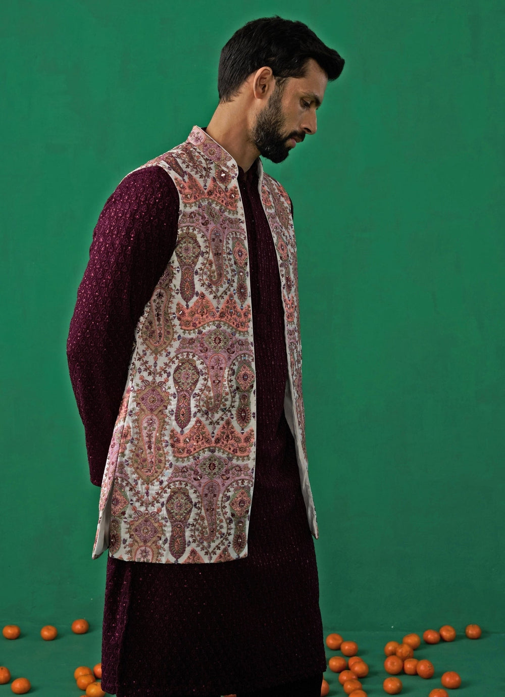 Multicolor Embroidered Georgette Kurta Jacket Set Kalpraag - Fabilicious Fashion