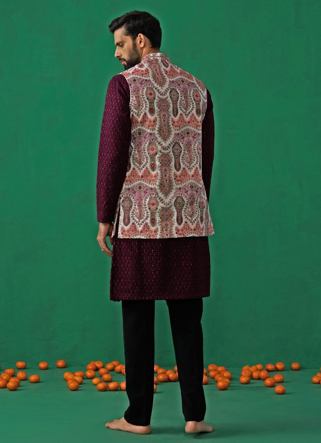 Multicolor Embroidered Georgette Kurta Jacket Set Kalpraag - Fabilicious Fashion